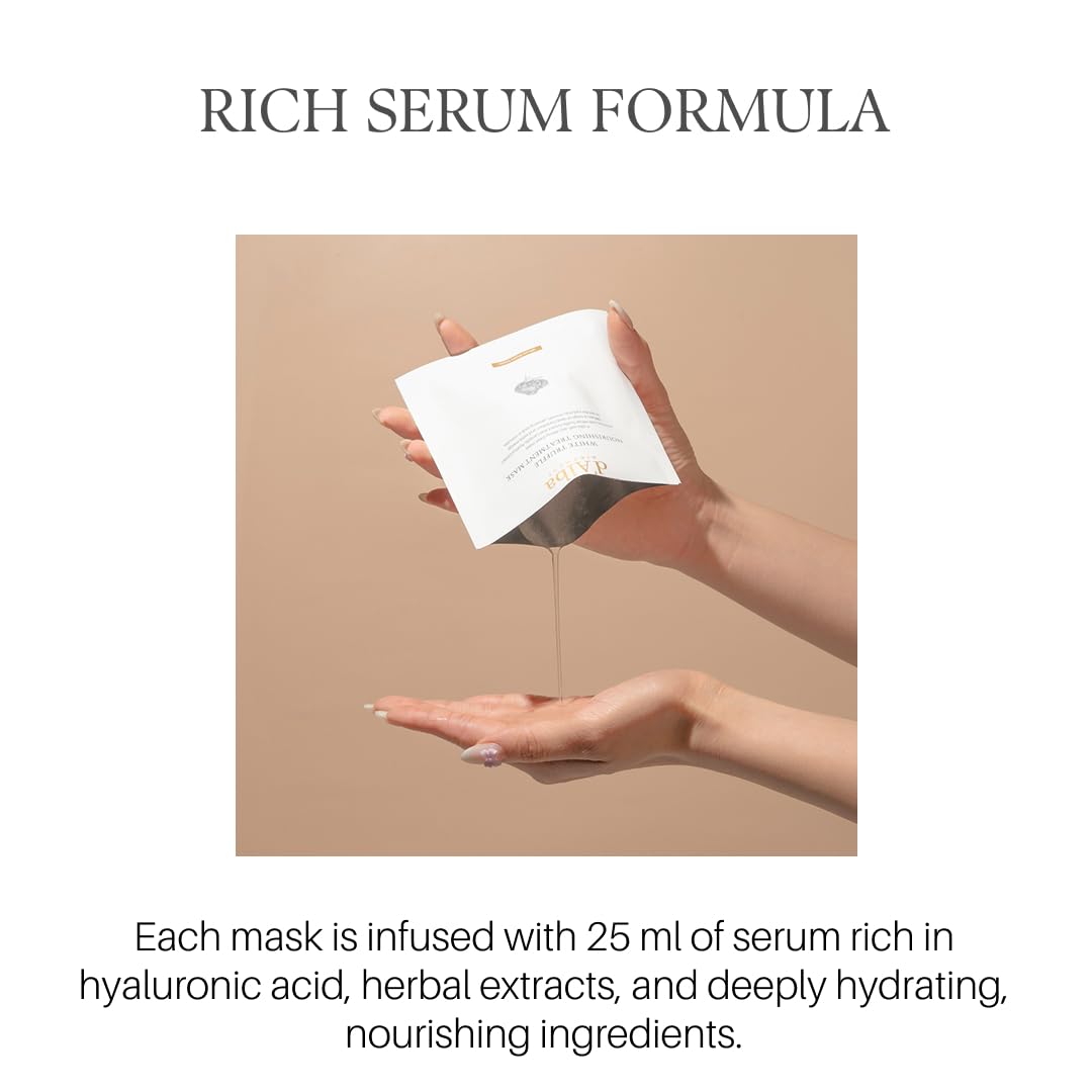 d'alba Piedmont Italian White Truffle Nourishing Mask 5pcs, Vegan Skincare, Nourishing Sheet Mask for Dry and Tired Skin, Deep Hydration Mask, Korean Skin Care