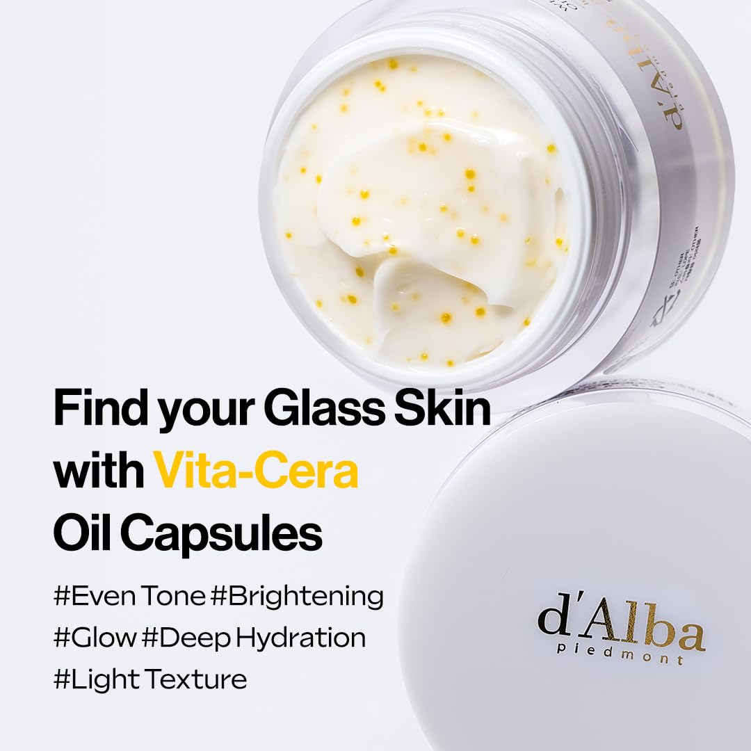 d'alba Piedmont Italian White Truffle Oil Capsule Cream, Glass Skin with Vita-Cera Oil Capsules, Deep Hydration Face Moisturizer (1.94 oz.)