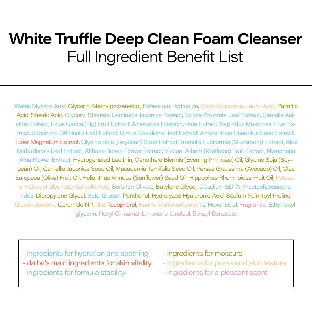 d'alba Piedmont Italian White Truffle Deep Foam Cleanser, Vegan Skincare, Gentle Foam Cleanser with White Truffles for All Skin Types, Safe for Sensitive Skin, Hypoallergenic